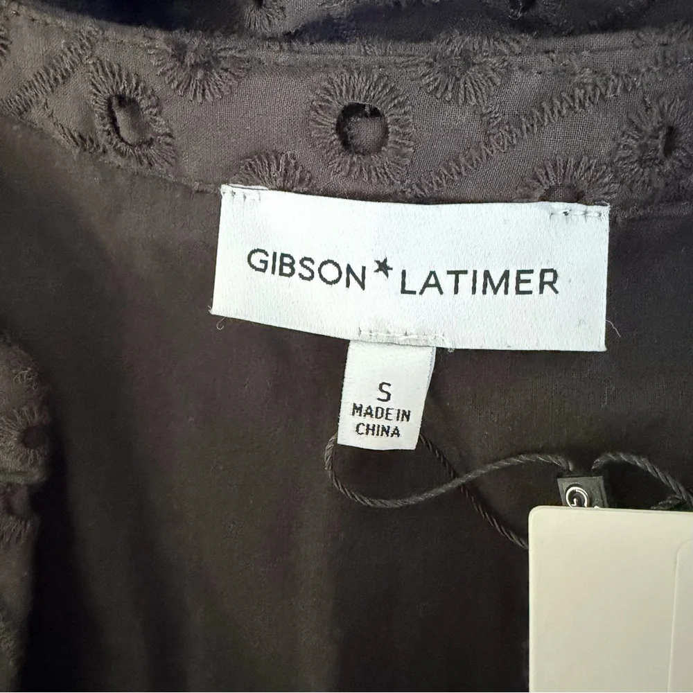 New! Gibson & Latimer Black Eyelet Button Down Belted Mini Dress 36039 - Picture 9 of 14